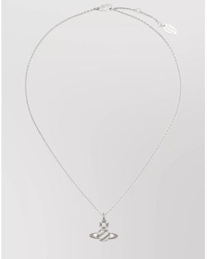 Vivienne Westwood Crystal Pendant Necklace With Adjustable Delicate Chain - White