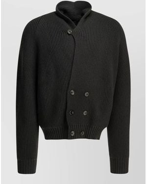 Tom Ford Double Breasted Cashmere Cardigan High Collar - Black