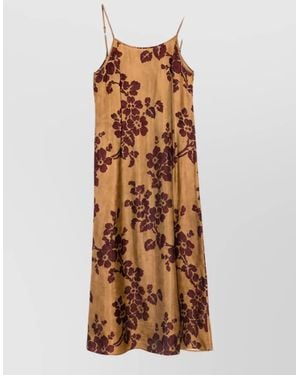 Uma Wang Printed Midi Dress - Brown