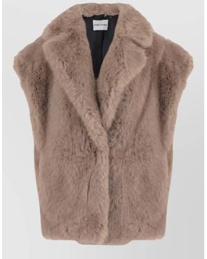 Stand Studio Faux Fur Sleeveless Vest - Brown