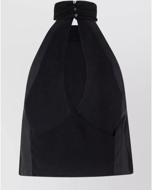 Pinko Halter Neck Top With High Collar - Black