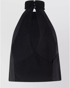 Pinko Halter Neck Top With High Collar - Black