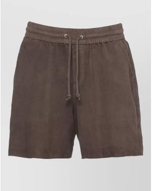 P.A.R.O.S.H. Suede Leather Shorts Featuring Four Pockets - Grey