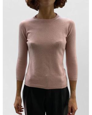 LA ROSE Cashmere Knit Sweater Three Quarter Sleeves - Multicolor