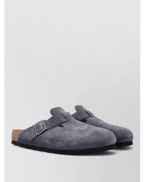Birkenstock Boston Suede Open Back Cork Sole - Grey