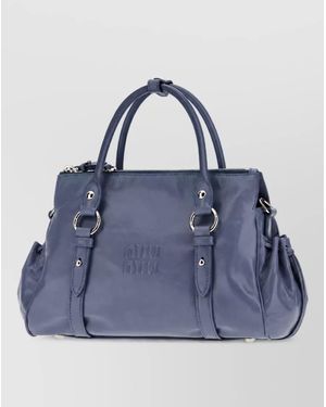 Miu Miu Na Calf Leather Tote Bag - Blue