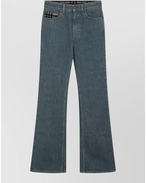 Burberry Mid-Rise Flared Denim Pants - Blue