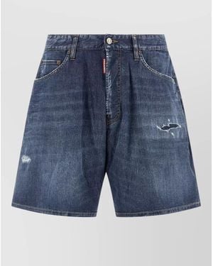 DSquared² Boxer Denim Bermuda Shorts Distressed Design - Blue