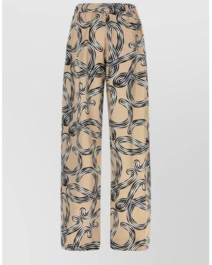 Loewe Silk Printed Wide-Leg Trousers - White