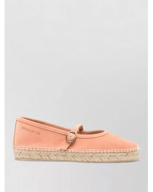 Woolrich Suede Leather Ballet Espadrilles Round Toe - Pink