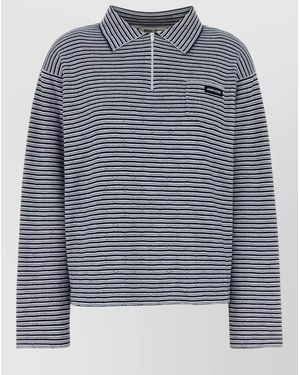 Miu Miu Cashmere Silk Cotton Polo Shirt - Blue