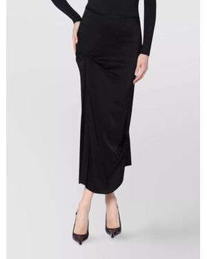 Victoria Beckham Draped Midi Skirt Asymmetric Design Slit - Black