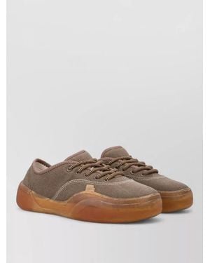 ERL Canvas Lace Up Low Skate Shoe - Brown