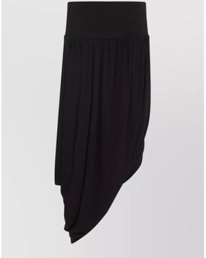 Alaïa Draped Twisted Asymmetric Midi Skirt - Black