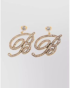 Blumarine Crystal Embellished Dangle Earrings - Metallic