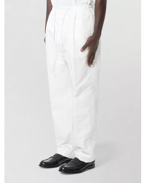 Bottega Veneta Cotton Canvas Mid-Rise Tapered Trousers - White