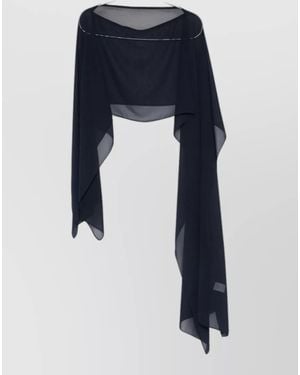 Gianluca Capannolo Long Stole Asymmetric Hem Sheer Draped Neckline - Blue