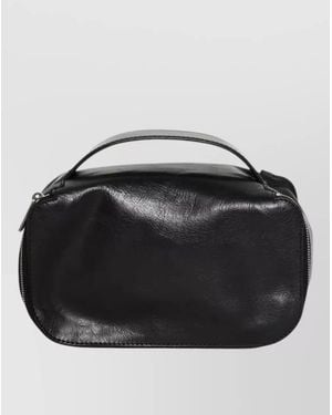 Rick Owens Leather Top Handle Purse - Black