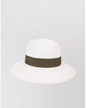 Borsalino Panama Hat With Bow Detail And Wide Brim - White