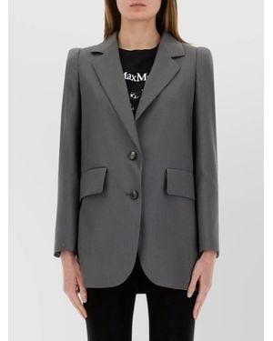 Max Mara Wool Mohair Silk Regular-Fit Blazer - Grey