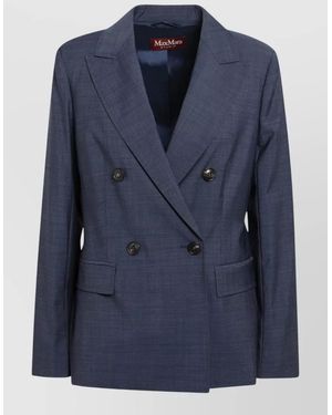 Max Mara Tailored Jacket Back Vent Buttoned Cuffs - Blue