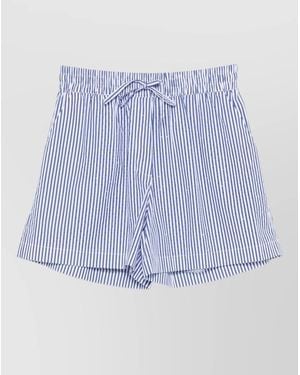 P.A.R.O.S.H. Cotton Shorts Elastic Waistband Vertical Stripes - Blue