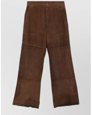 P.A.R.O.S.H. Suede Wide-Leg Trousers - Brown