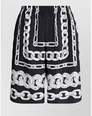 Versace Silk Printed Knee-Length Shorts - Black