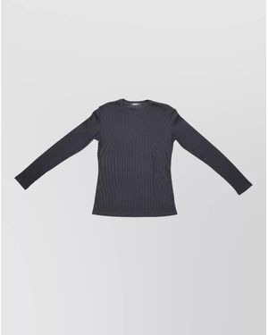 LA ROSE Ribbed Long-Sleeve T-Shirt - Blue