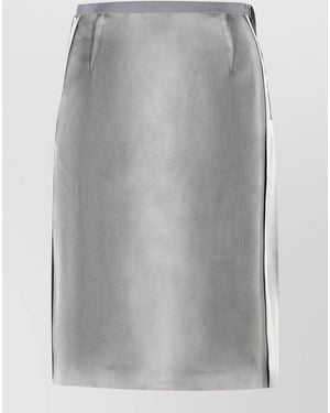 Maison Margiela Viscose Midi Skirt Contrast Waistband Stripe - Grey