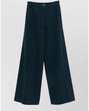 forte_forte Cotton Trousers Wide Leg Elasticated Waist - Blue