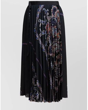 Sacai Paisley Print Pleated Skirt - Black