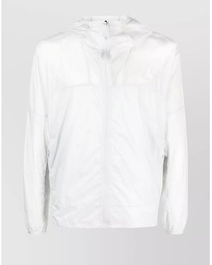 Nike Nylon Logo Print Hooded Windbreaker Jacket - White