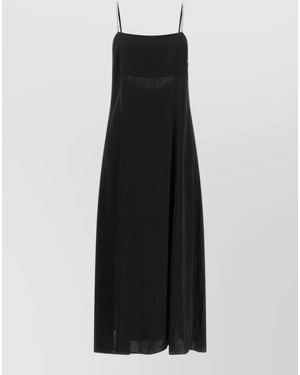 Peserico Aurea Midi Dress Spaghetti Strap Silhouette - Black