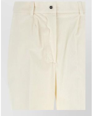 Kiton Corduroy Pleated Tapered Tailored Pants - Natural