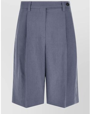 Brunello Cucinelli Sartorial Bermuda Shorts Viscose Linen Twill - Blue