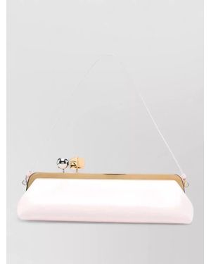 Jacquemus Salon Leather Clutch Sphere Cube Handle - Natural