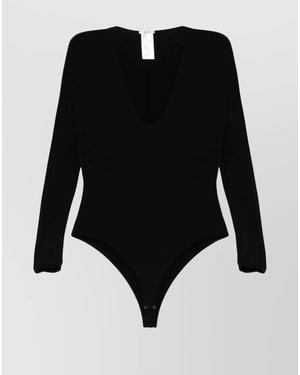 Wolford V-Neck Long-Sleeve Bodysuit - Black