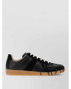 Maison Margiela Leather Replica Trainers - Black