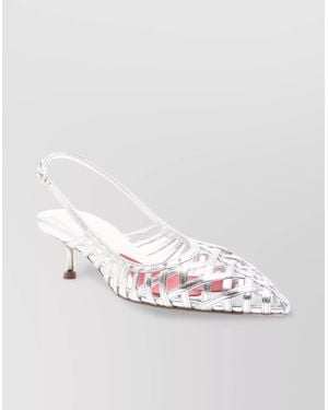 Roger Vivier Leather Cutout Slingback Court Shoes - White