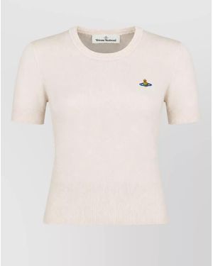 Vivienne Westwood Merino Wool Ribbed Short-Sleeve Top - Natural