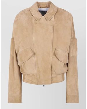 DR. HOPE Leather Oversized Bomber Jacket - Natural