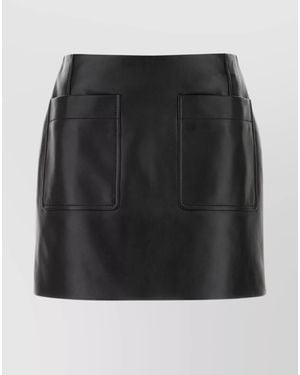Bottega Veneta Leather Mini Skirt - Black