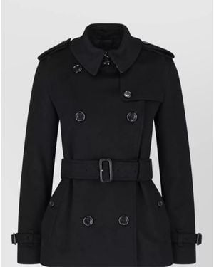 Burberry Cashmere Double-Breasted Trench Coat - Black