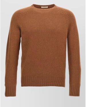 Ma'ry'ya Silk Wool Cashmere Crew-Neck Jumper - Brown