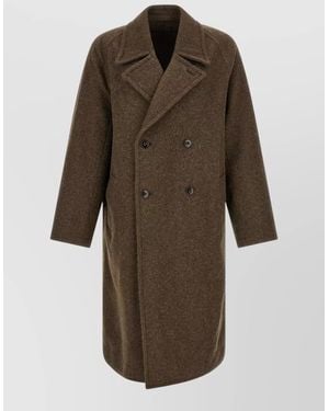 Lemaire Mid Length Coat Long Sleeves Notched Lapel - Brown