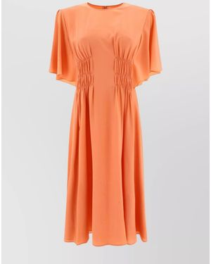 Chloé Silk Draped Midi Dress - Orange