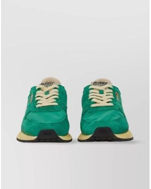 Autry Supervintage Sneaker With Rubber Sole And Suede Panels - Green