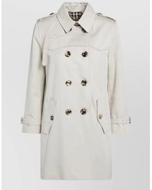 Burberry Trench Coat Double Breasted Belted Cuffs - Natural