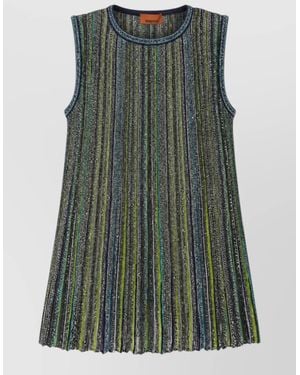 Missoni Viscose Blend Sleeveless Pleated Dress - Green